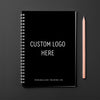 Front page, black cover workout logbook. allowing for logo preview and choice of colours.